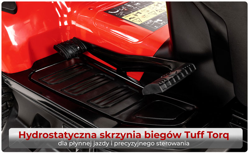 Hydrostatyczna skrzynia biegów Tuff Torq w traktorku Cedrus C-TRAC-102HC 